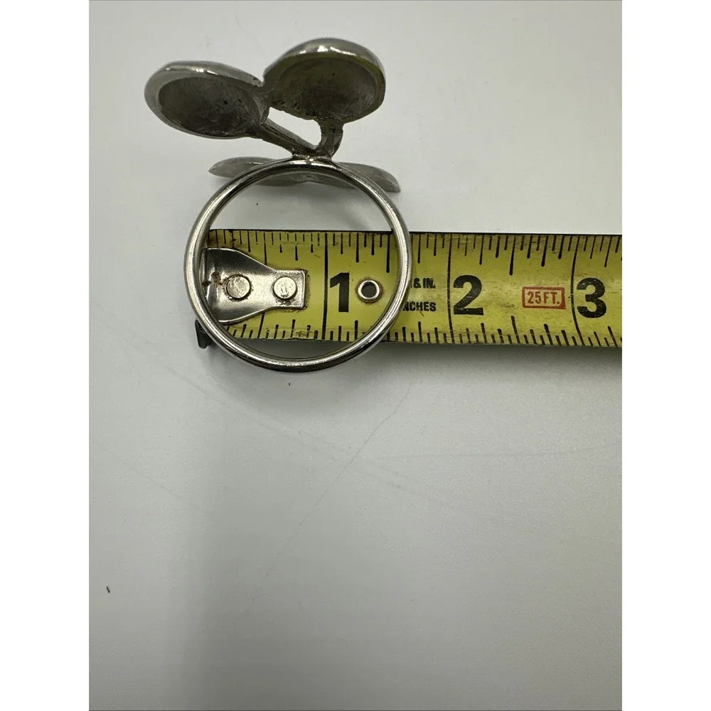 Set of 4 Vintage Pewter Cherry Fruit Napkin‎ Rings